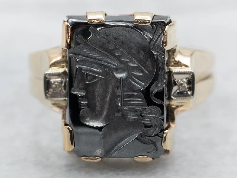 Elegant fashion rings for women -Hematite Intaglio Ring