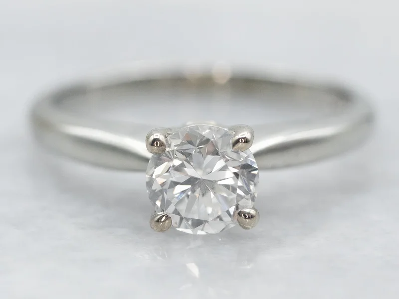 Simple platinum rings for women -Classic Round Brilliant Diamond Solitaire Ring