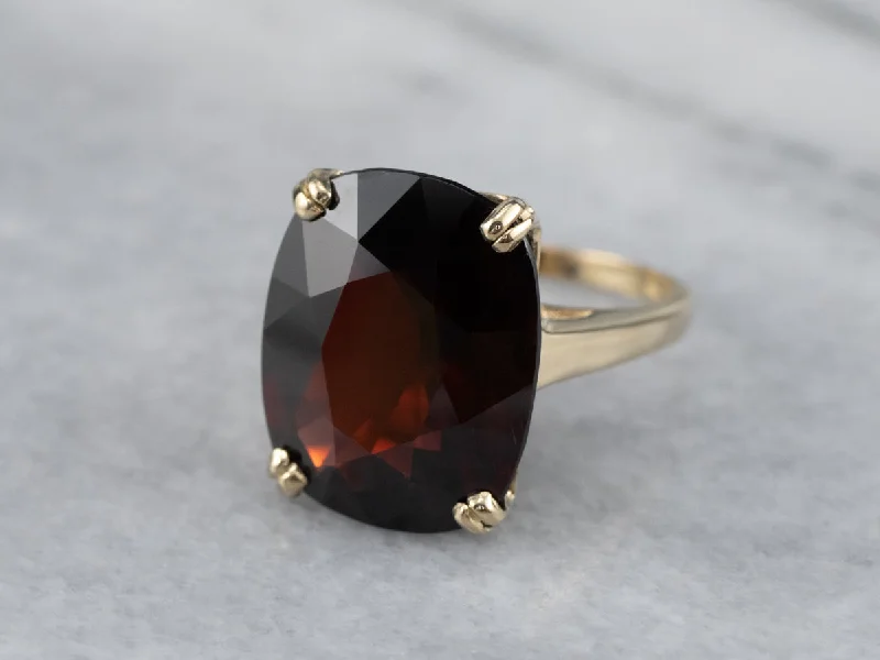 Unique rings for women -Vintage Garnet Cocktail Ring in Yellow Gold