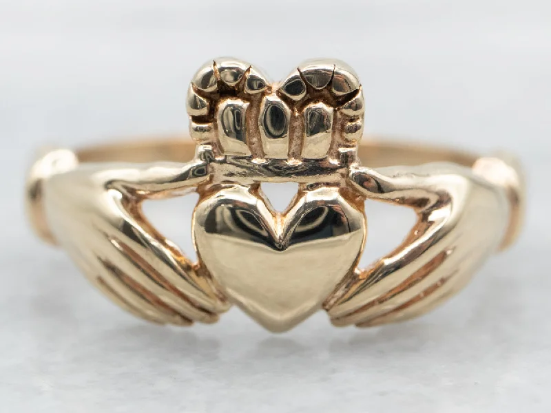 Dainty rings for women -Yellow Gold Claddagh Ring