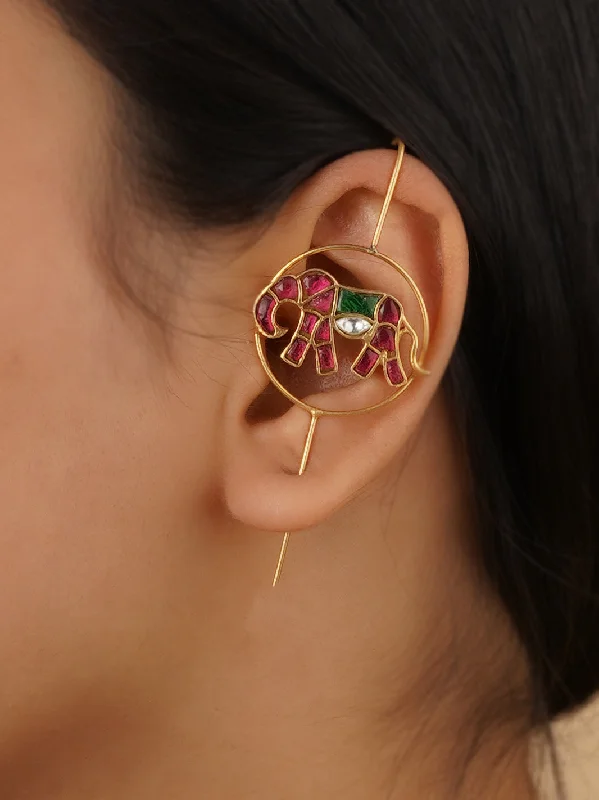 Long drop earrings for women -Multicolor Gold Plated Earrings - TR-EAR87M