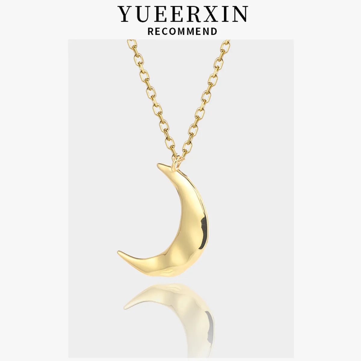 Personalized name necklaces for women -Retro Moon Sterling Silver Polishing Pendant Necklace