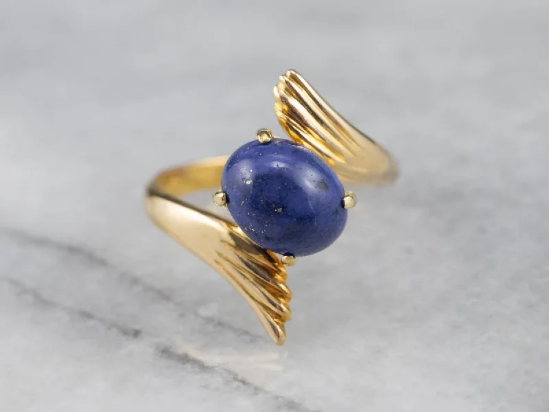 Wedding rings with sapphires for women -Winged Lapis Bypass Ring