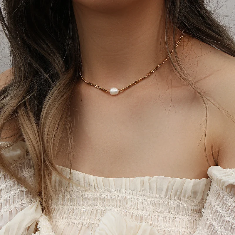 Fashion gold chain necklaces for women -Minimalist Stripe Geometric Stainless Steel 18K Gold Plated Necklaces