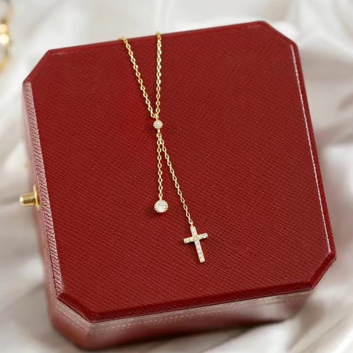 Boho necklaces for women -Casual Elegant Simple Style Cross Sterling Silver Plating Silver Plated Pendant Necklace