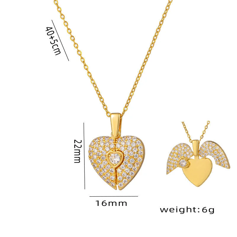 Sparkling diamond necklaces for women -Moderate Luxury Heart Titanium Steel 18K Gold Plated Necklaces