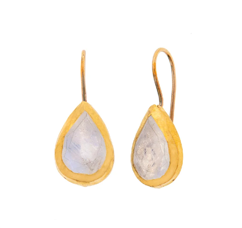 Rose gold earrings for women -Nava Zahavi Tiny Moonstone Earrings