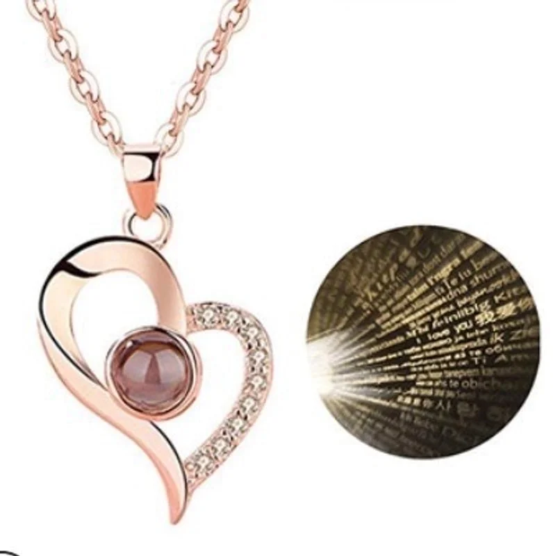 Fashionable heart necklaces for women -Simple Style Heart Shape Sterling Silver Inlaid Gemstone Necklace 1 Piece