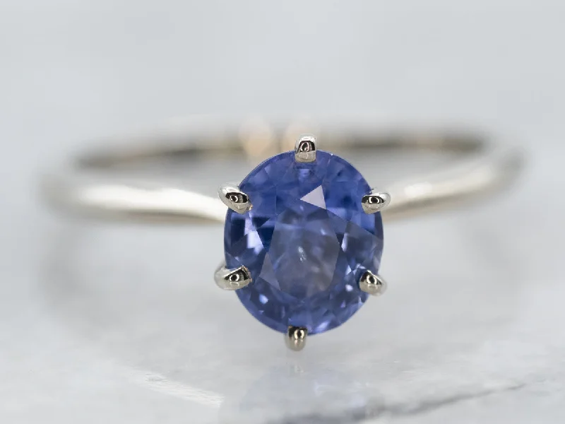 Adjustable silver rings for women -Simple Blue Sapphire Oval Solitaire Ring