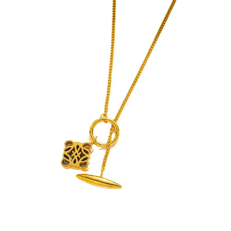 Gold-plated pendant necklaces for women -Moderate Luxury Geometric Titanium Steel 18K Gold Plated Necklaces