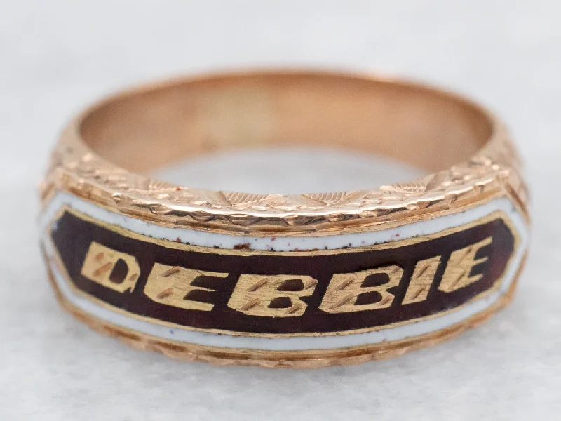 Gold rings for women -Rose Gold Enamel "DEBBIE" Ring