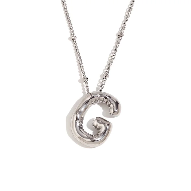 Party Balloon Letter Pendant Necklace-Steel Color -G