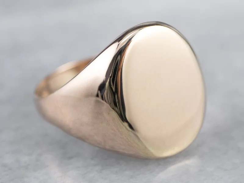 Large cocktail rings for women -Antique Plain Rose Gold Signet Ring