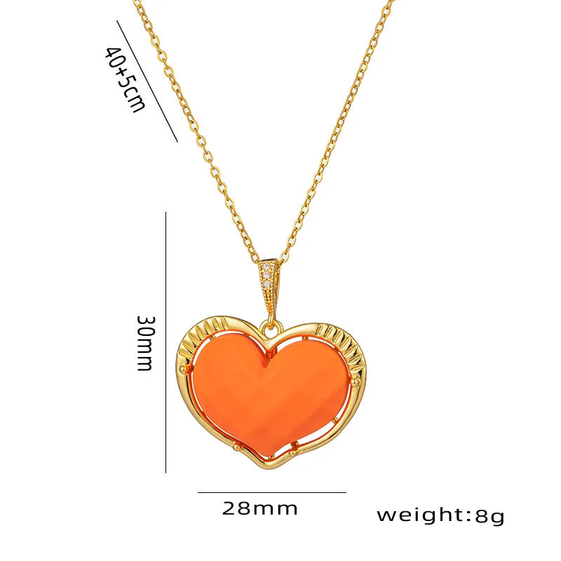 Personalized gold necklaces with initials for women -Cartoon Heart Titanium Steel 18K Gold Plated Necklaces