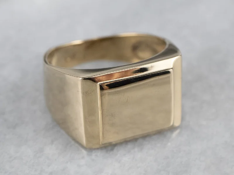 Simple rings for women -Vintage 14K Gold Signet Ring