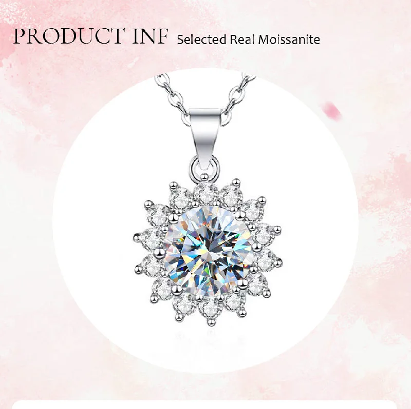 Silver pendant necklaces for women -Wholesale Sweet Snowflake Sterling Silver Gra Inlay Moissanite Pendant Necklace