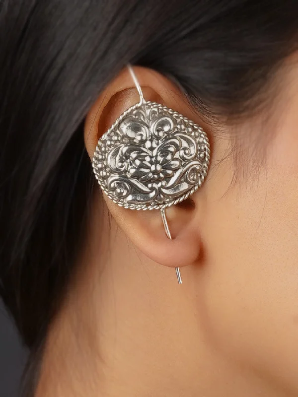 Diamond earrings for women -Grey Color Silver Plated Tribal Earrings - EK-SFEAR309