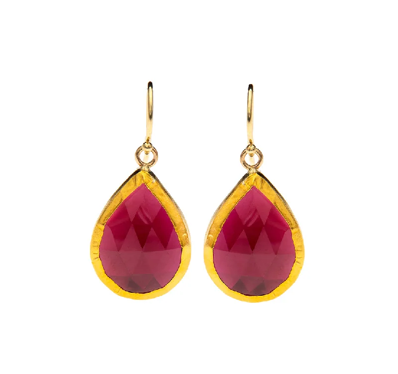 Double hoop earrings for women -Nava Zahavi Daisy Garnet Earrings