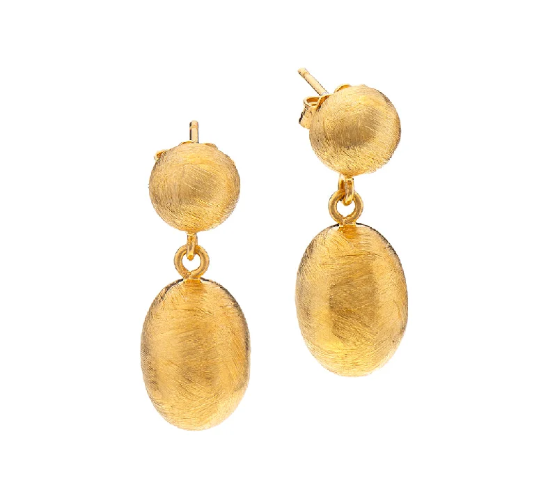 Tassel earrings for women -Nava Zahavi Gold Plated Round and Oval Stud Earrings