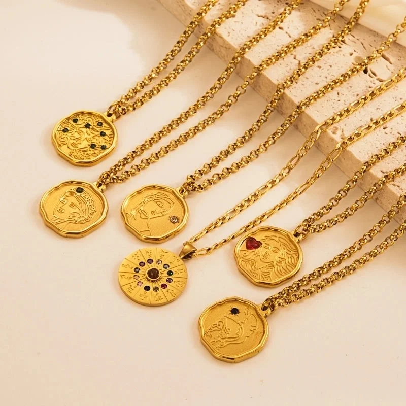 Custom nameplate necklaces for women -Star Moon Gold Plated