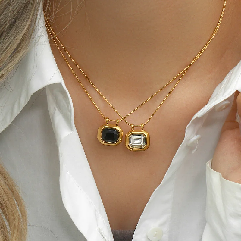 Gold-plated pendant necklaces for women -Fashion Ellipse Geometric Stainless Steel 18K Gold Plated Necklaces