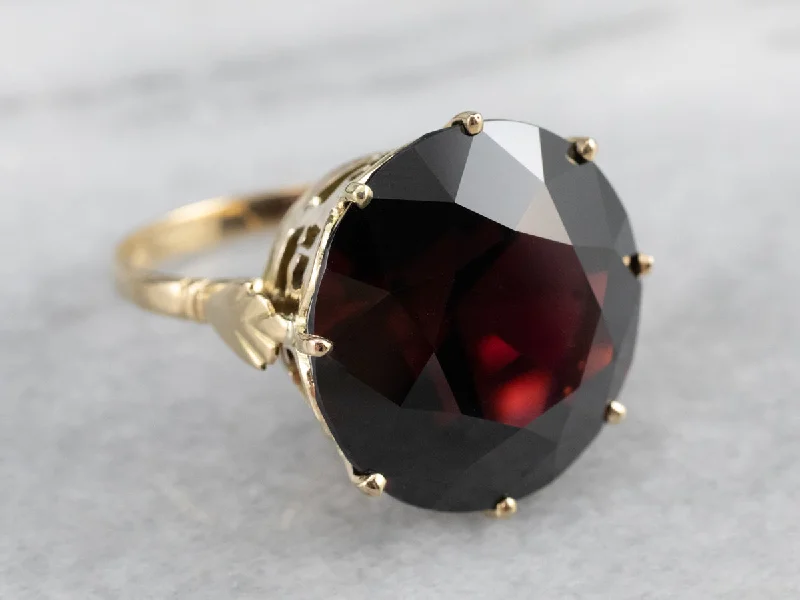 Statement rings for women -Round Pyrope Garnet Gold Cocktail Ring