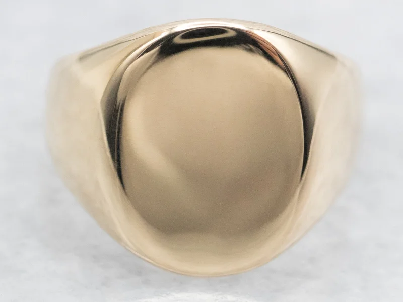 Bohemian-style rings for women -Plain Gold Signet Ring