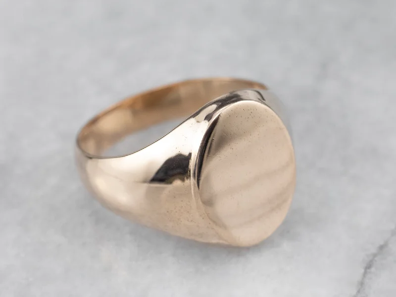 Modern rings for women -Unisex Plain Gold Signet Ring