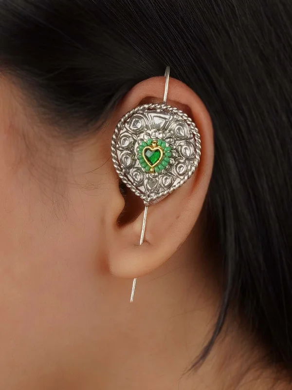 Diamond earrings for women -Green Color Tribal Earrings - EK-SFEAR254