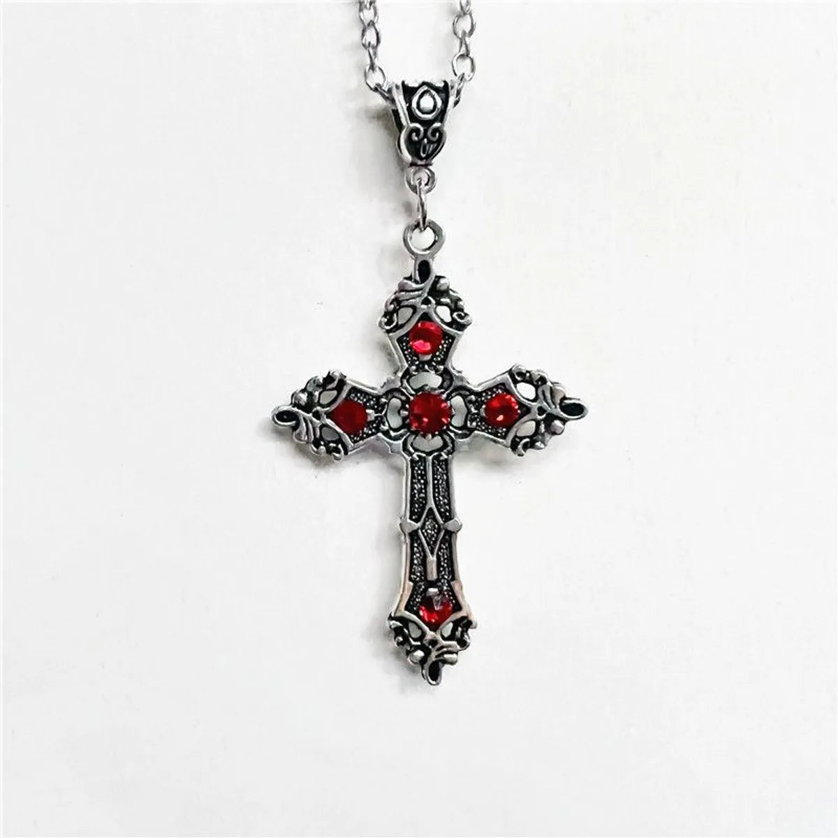 Fashion necklaces for women -Gothic Cross Alloy Inlay Zircon Women'S Pendant Necklace