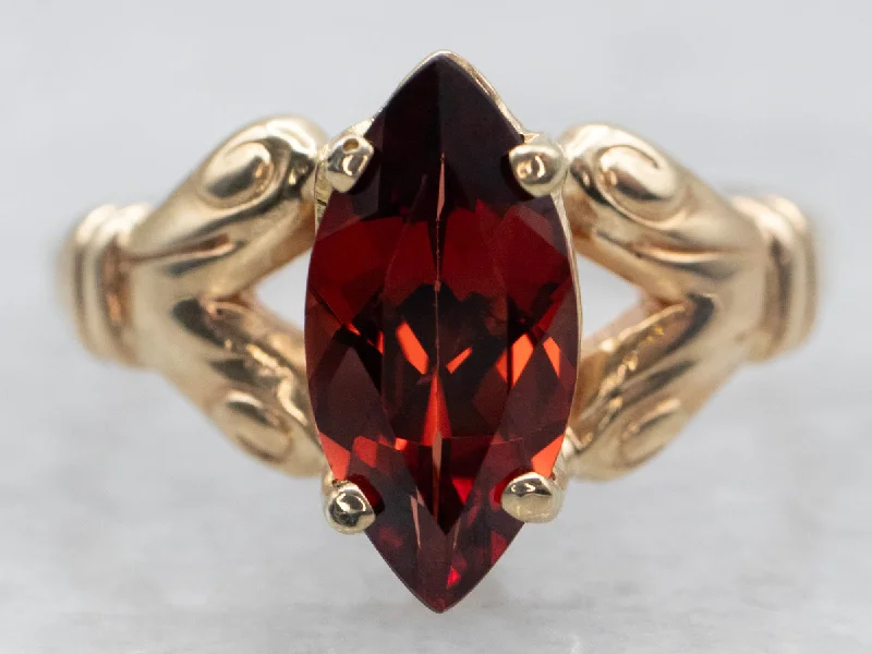 Ring sets for women -Vintage Marquise Cut Garnet Ring