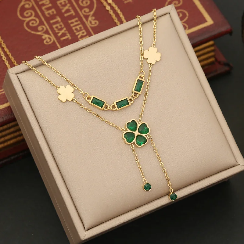 Luxury gold chain necklaces for women -Fashion Heart Stainless Steel Electroplating Necklaces