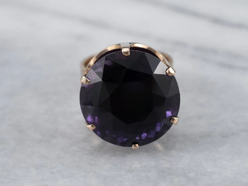 Silver rings for women -Gold Amethyst Statement Ring