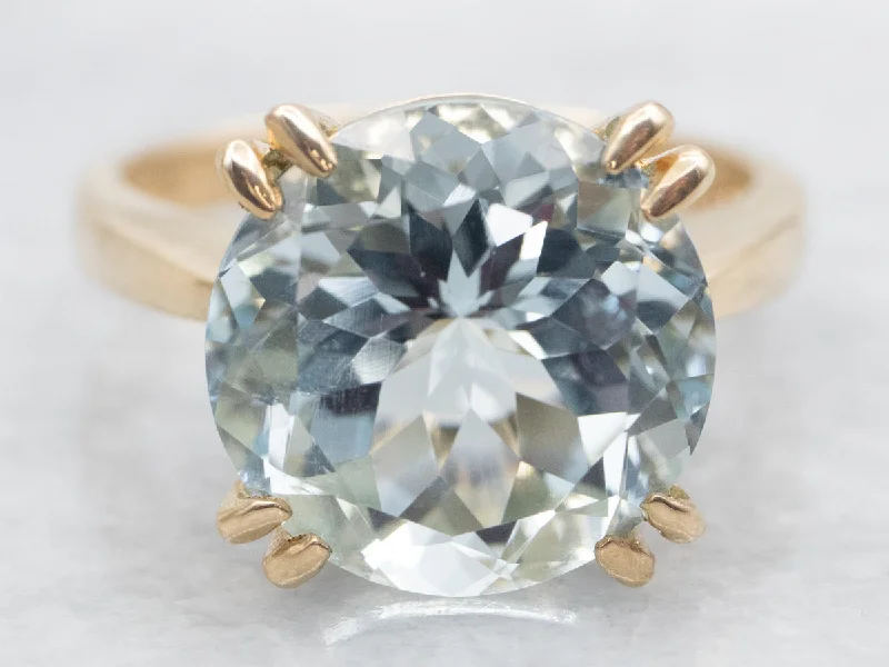 Fashion rings for women -Classic Gold Aquamarine Cocktail Ring