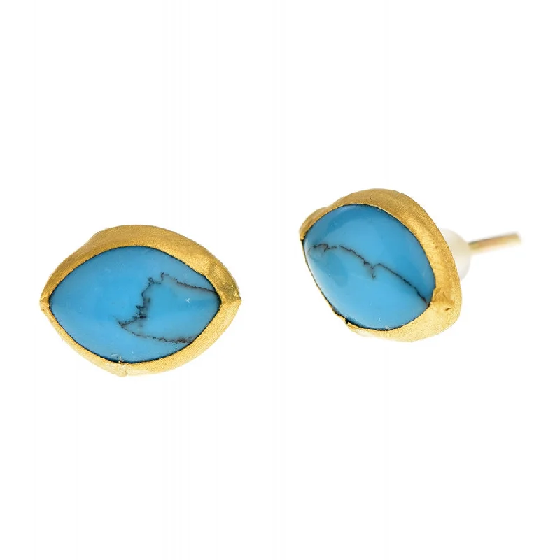 Animal-themed earrings for women -Nava Zahavi Evil Eye Turquoise Earrings