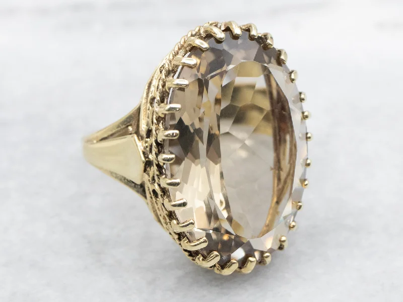 Luxury rings for women -Vintage Smoky Quartz Cocktail Ring