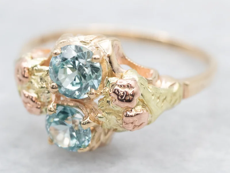 Large cocktail rings for women -Lovely Botanical Blue Zircon Ring