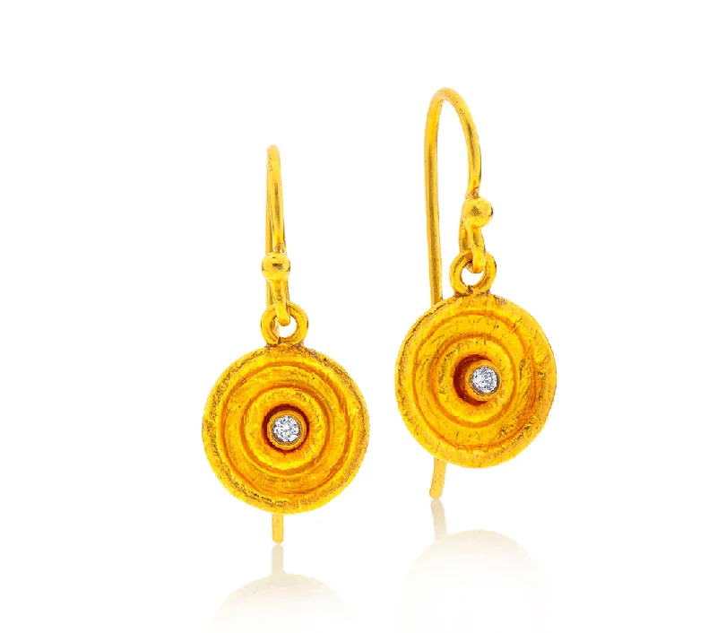 Everyday earrings for women -Nava Zahavi Yellow Gold Spiral and Diamond Earrings