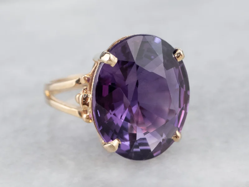 Custom gold wedding rings for women -Gold Amethyst Cocktail Ring