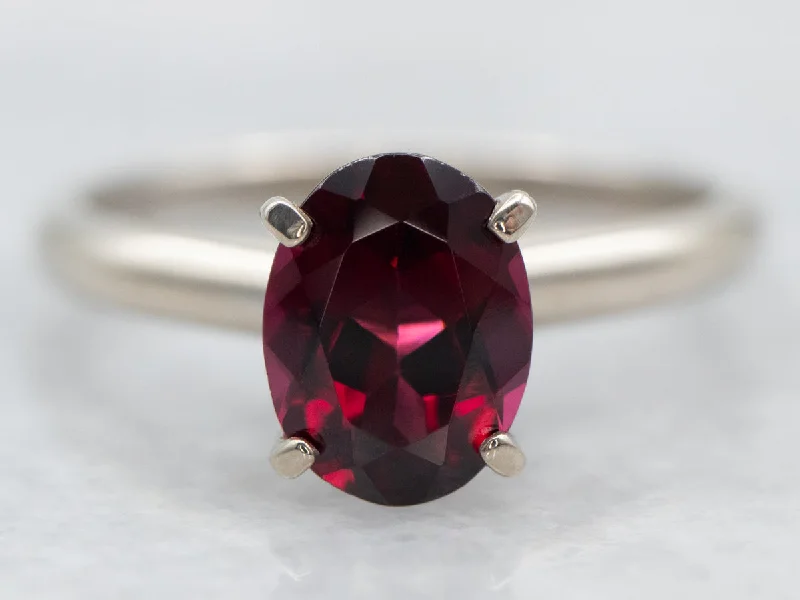 Diamond engagement rings for women -Rhodolite Garnet Solitaire Ring