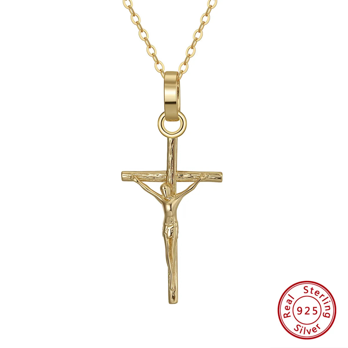 Crystal pendant necklaces for women -Simple Style Cross Sterling Silver Plating 14k Gold Plated Silver Plated Pendant Necklace