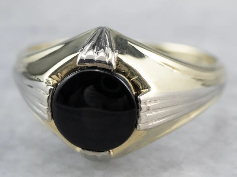 Women’s rings with sapphires -Retro Era Black Onyx Solitaire Ring