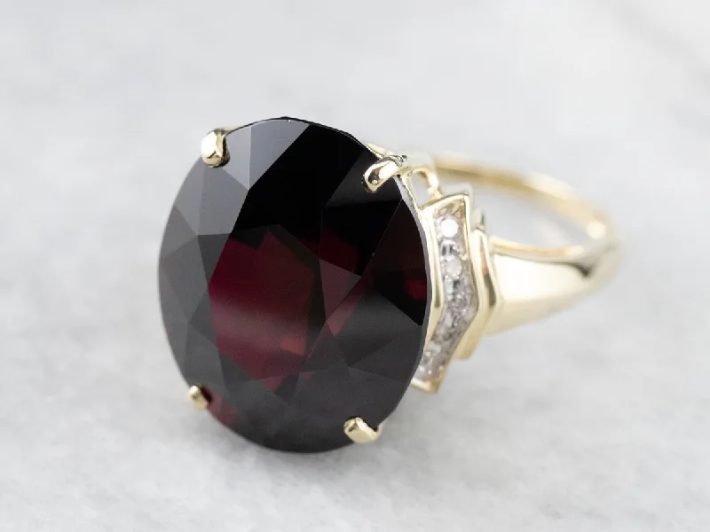 Elegant rings for women -Garnet and Diamond Cocktail Ring