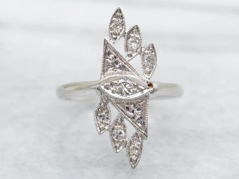 Vintage-inspired rings for women -Retro Era Diamond Dinner Ring