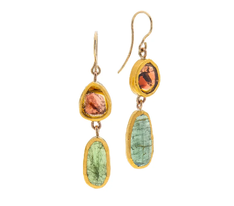 Large earrings for women -Nava Zahavi Yellow Gold Long Tourmaline Earrings