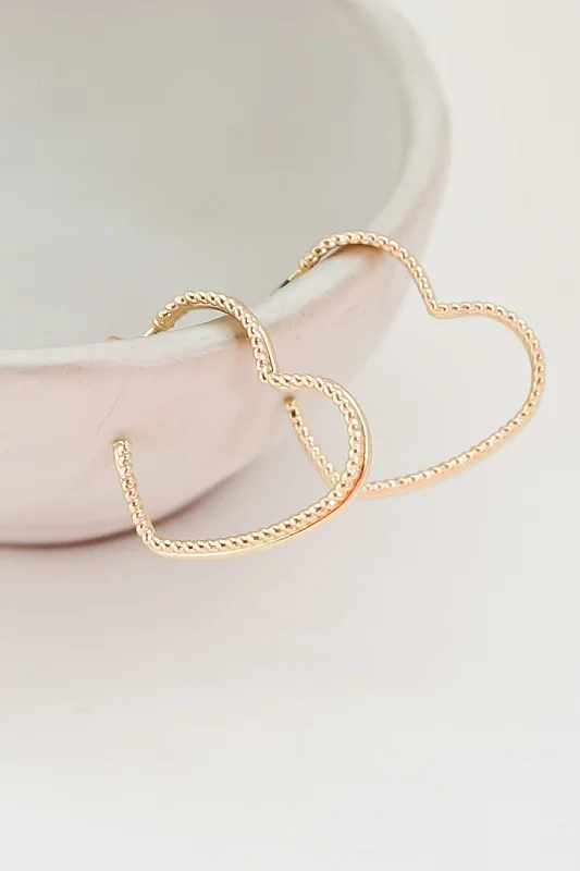 Cool earrings for women -Gemma Gold Heart Hoop Earrings