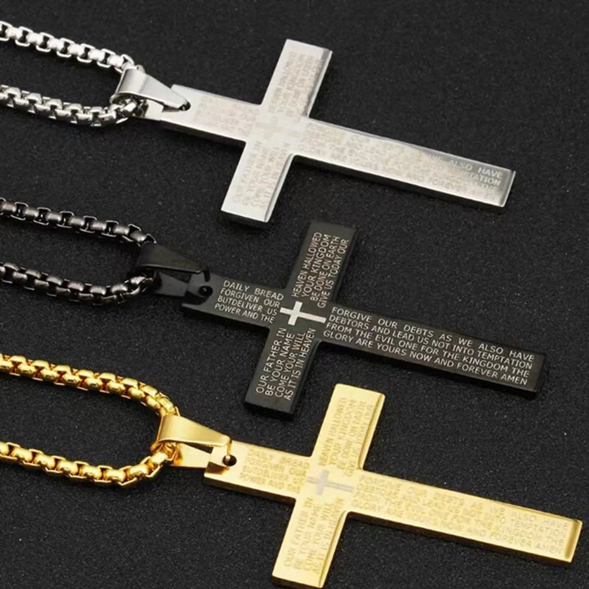 Large pendant necklaces for women -Hip-Hop Punk Geometric Cross Titanium Steel Polishing Men'S Pendant Necklace