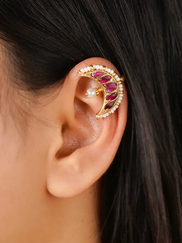 Short stud earrings for women -Pink Color Gold Plated Jadau Kundan Earrings - ME1185P