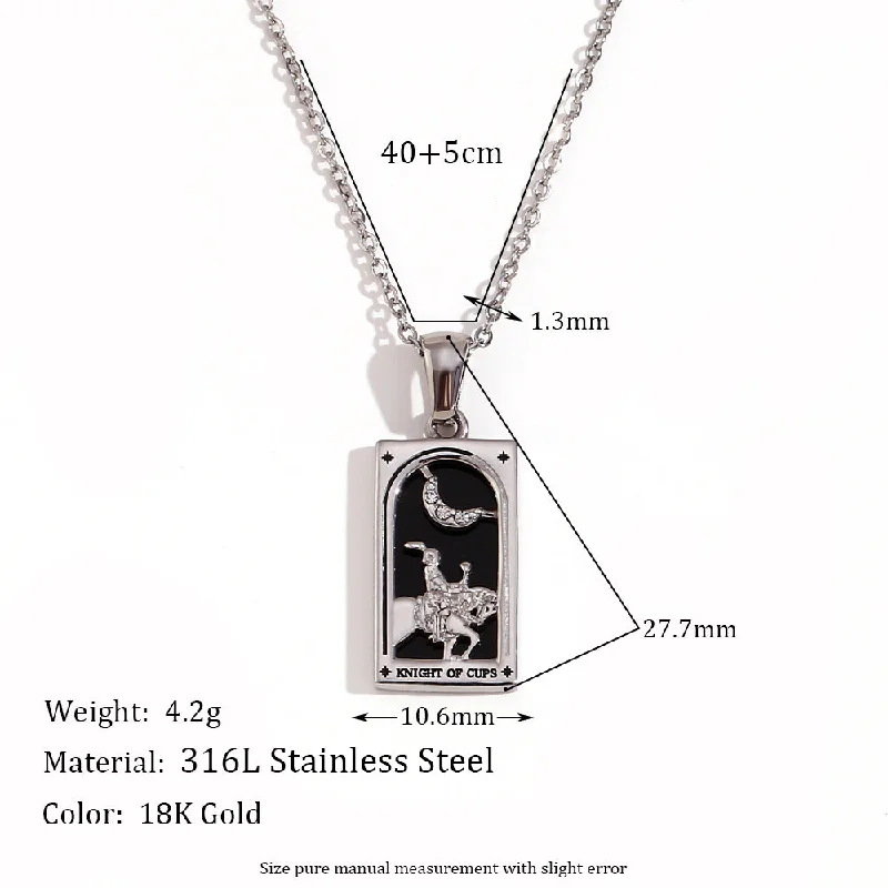 Original New Tarot Necklace-Steel Color-Holy Cup Knight