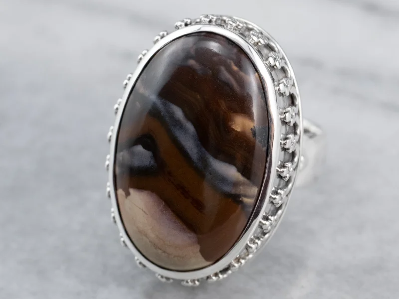 Promise engagement rings for women -Sterling Silver Jasper Statement Ring